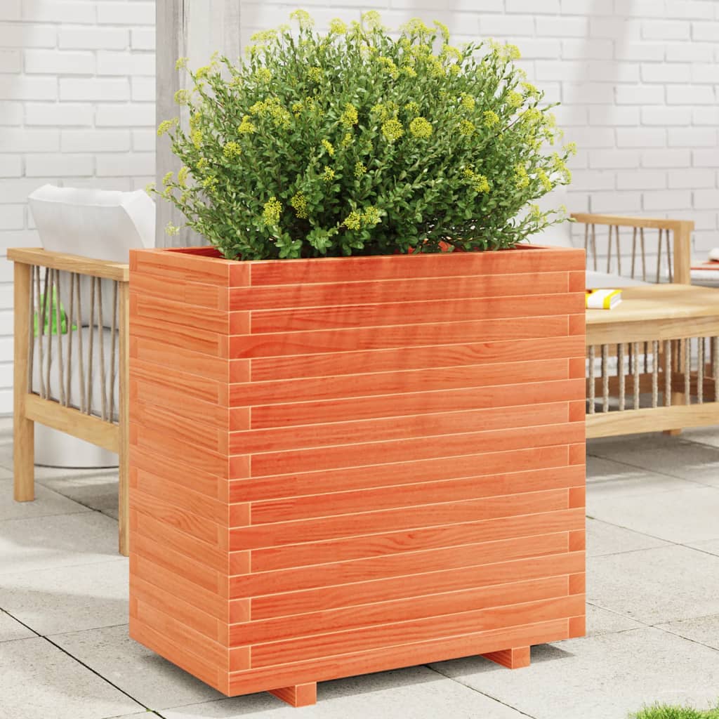 Plant Pot Wax Brown 70x40x72.5 cm Solid Pine Wood