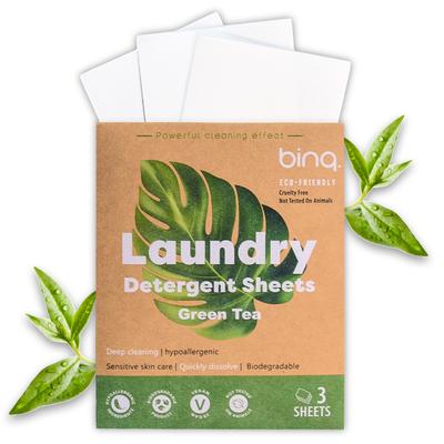 Washing Sheets 3 Pcs Perfect for Travel Universal Washing Wipes ECO Green Tea Scent
