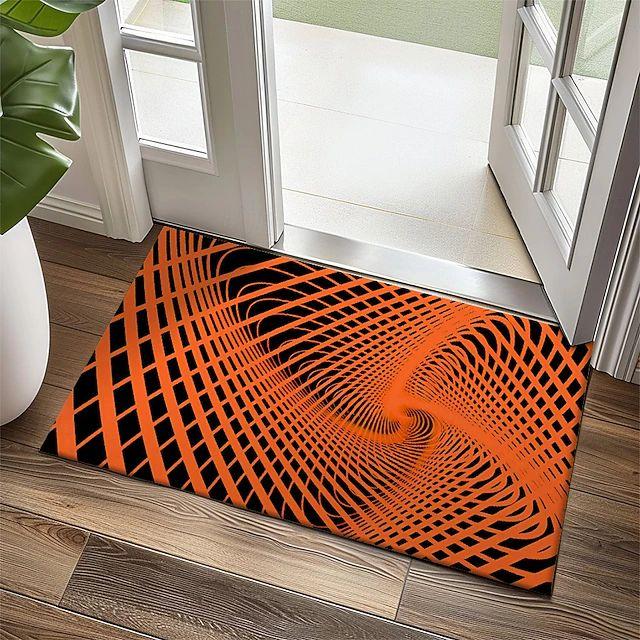 Blue Neon Grid Printed Carpet Abstract Geometric Printed Door Mat  Living Room Bedroom Entrance Decoration Floor Mat