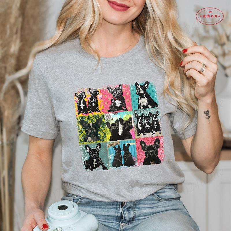 French Bulldog Woman T Shirt Fashion Dog Graphic Tops Summer Short Sleeve Tees Harajuku Streetwear Aesthetic Female Clothing