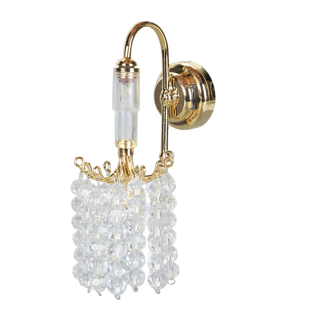 1:12 Scale Dollhouse Lamp Bead Decoration Wall Lamp 130mAh Battery Powered Miniature Furniture