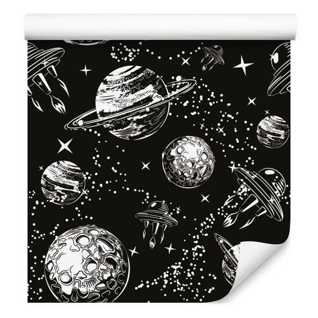 Wallpaper Spaceships among the planets for the living room and bedroom 50x1000