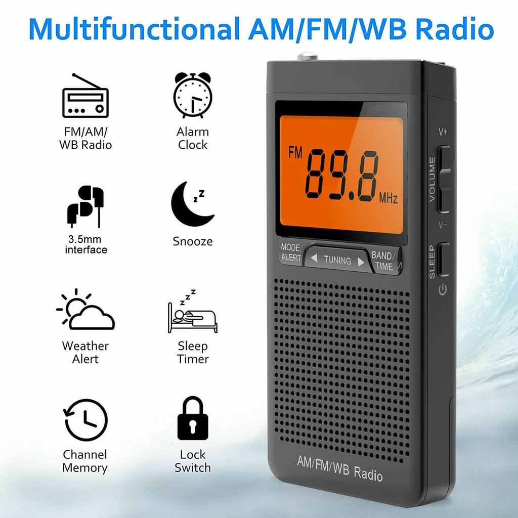 NOAA AM/FM/WB Radio Auto-Search Emergency Pocket Portable Battery Operated Radio