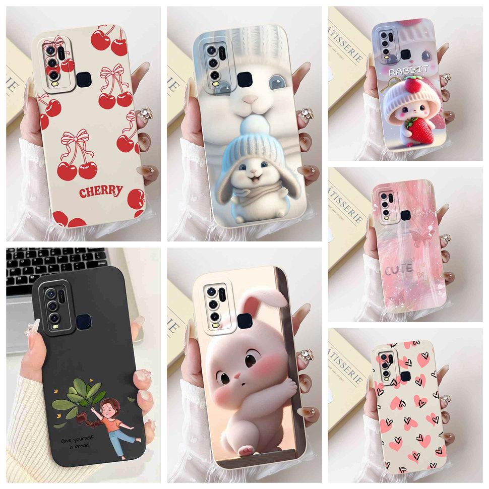 For vivo Y50 2020 1935 6.53" Case Cherry Girl Soft Silicone Cover Cartoon Rabbit For Vivo y50 VIVO Y50 V1965A Phone Cases Bumper