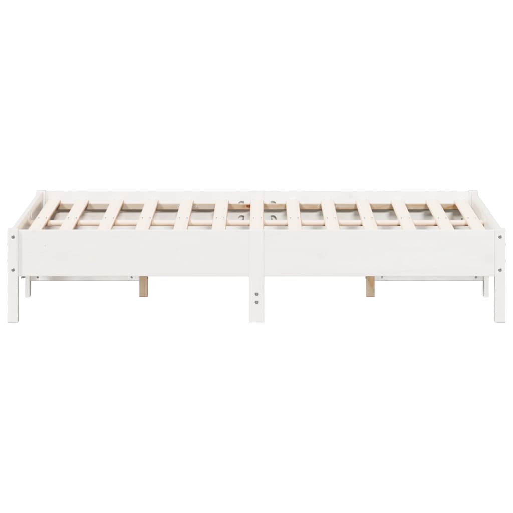 Vidaxl Rama Łóżka Bez Materaca, Biała, 140X190 Cm, Lite Drewno Sosnowe
