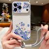 Чехол-шнурок из кожи с принтом «Цветы» для iPhone 18 Pro Max Гибридный Мягкая противоскользящая крышка из ТПУ+ПУ для iPhone 17 16 15 14 13 Pro Max