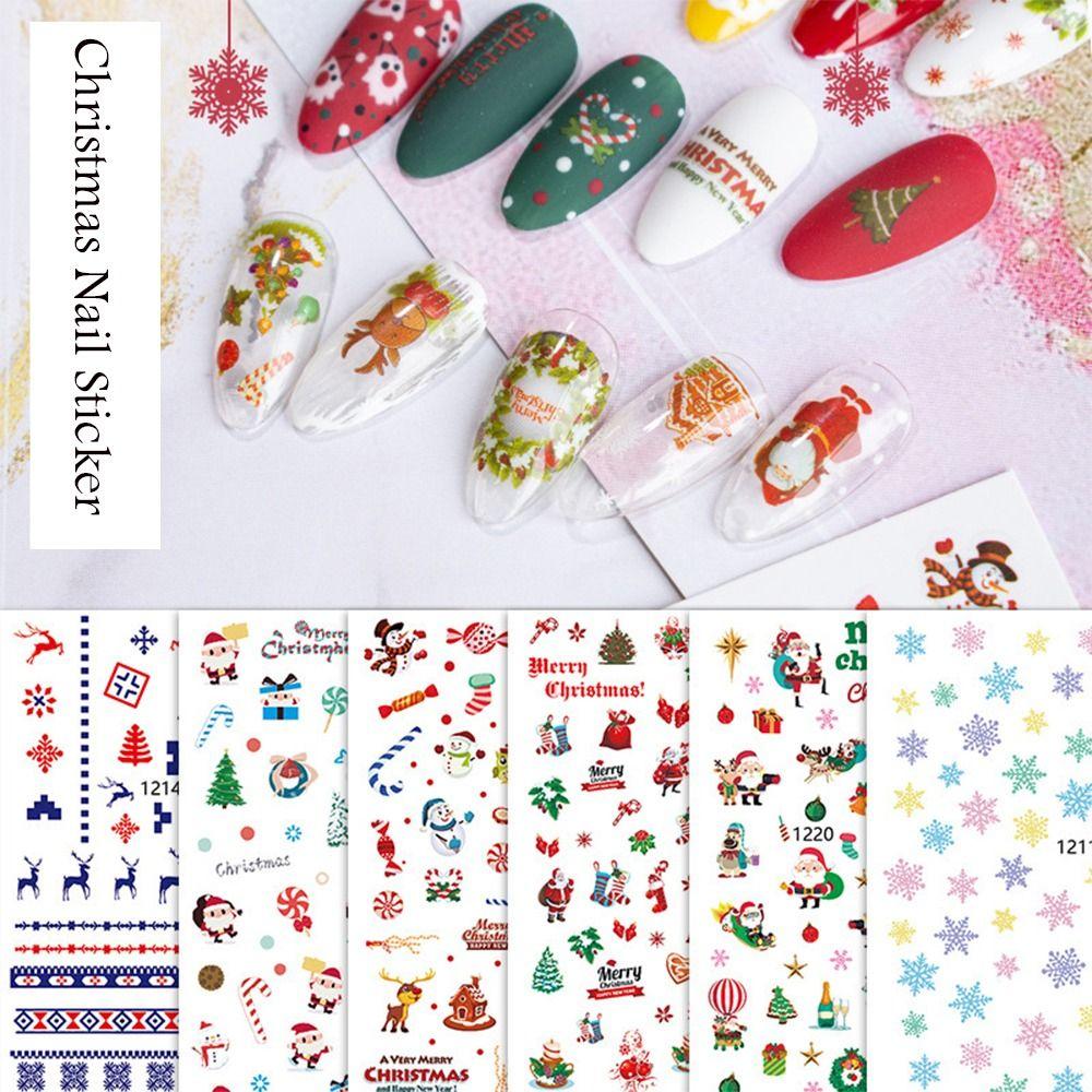 Nail Salon Santa Claus New Year Decals Manicuring Foils Christmas Nail Art Stickers Nail Decoration