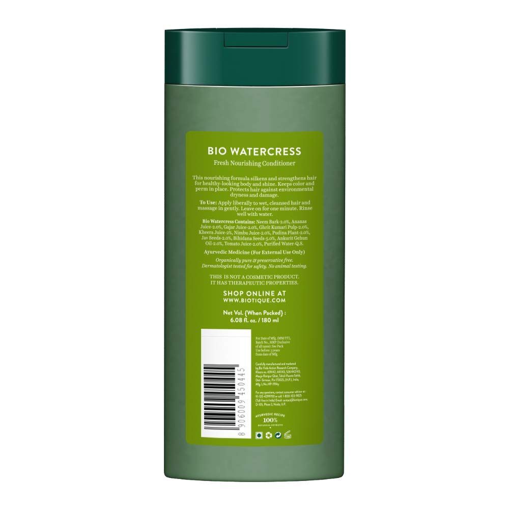 Кондиционер для сухих, поврежденных и окрашенных волос (180 мл), Bio Watercress Fresh Nourishing Conditioner,  Biotique