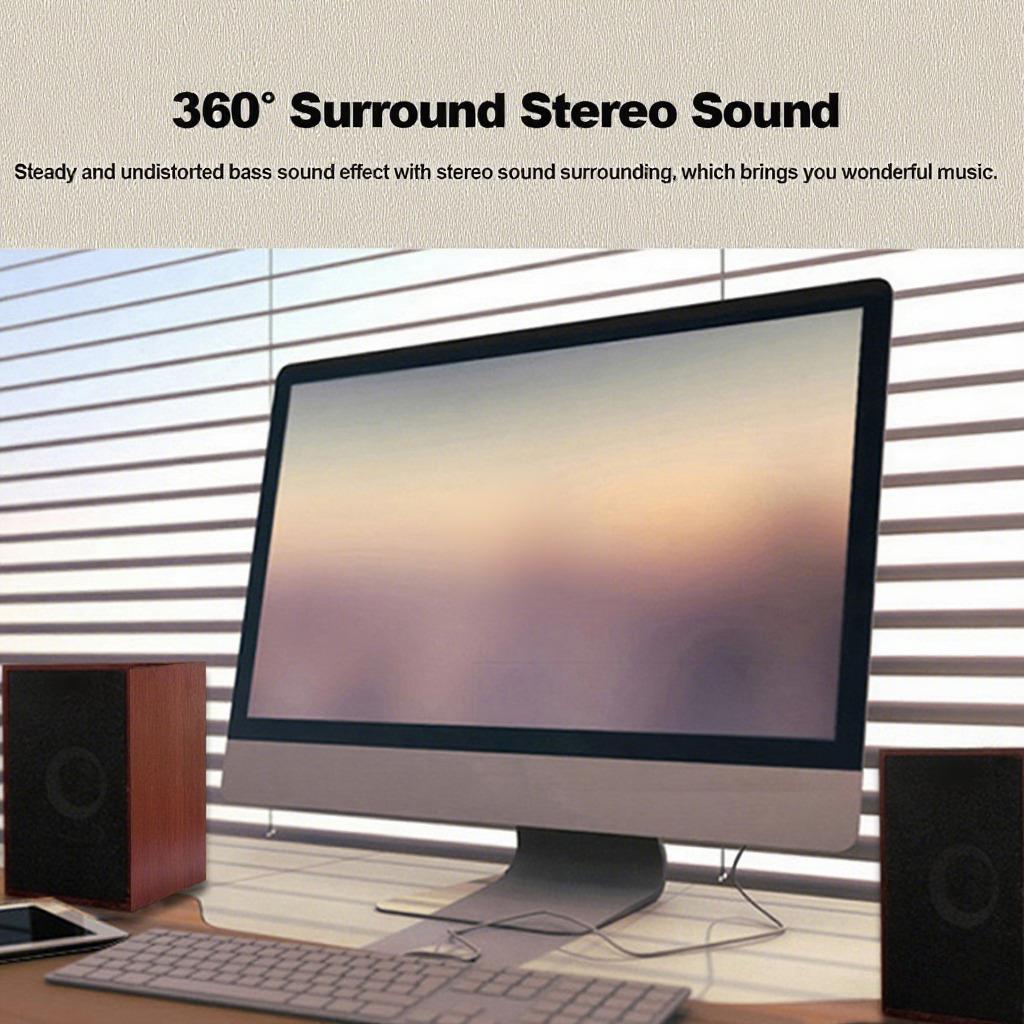 V-160 USB Wired Wooden Combination Speakers Computer Speakers Bass Stereo Music Player Subwoofer Sound Box for Desktop Laptop Notebook Tablet PC Smar