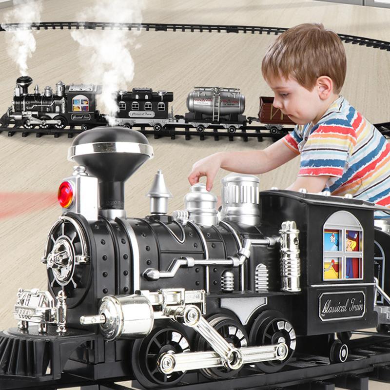 New Children Electric RC Train Railway Toys Simulation Of Track Programming Classical Steam Christmas Train Children Gift