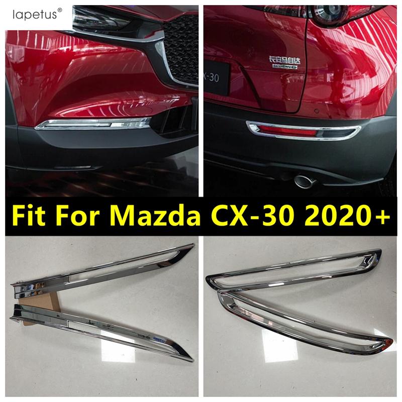 For Mazda CX-30 - 2025 Car Front Rear Fog Lamp Decorative Light Bar Eyebrow Cover Trim ABS Chrome Carbon Fiber Accessories