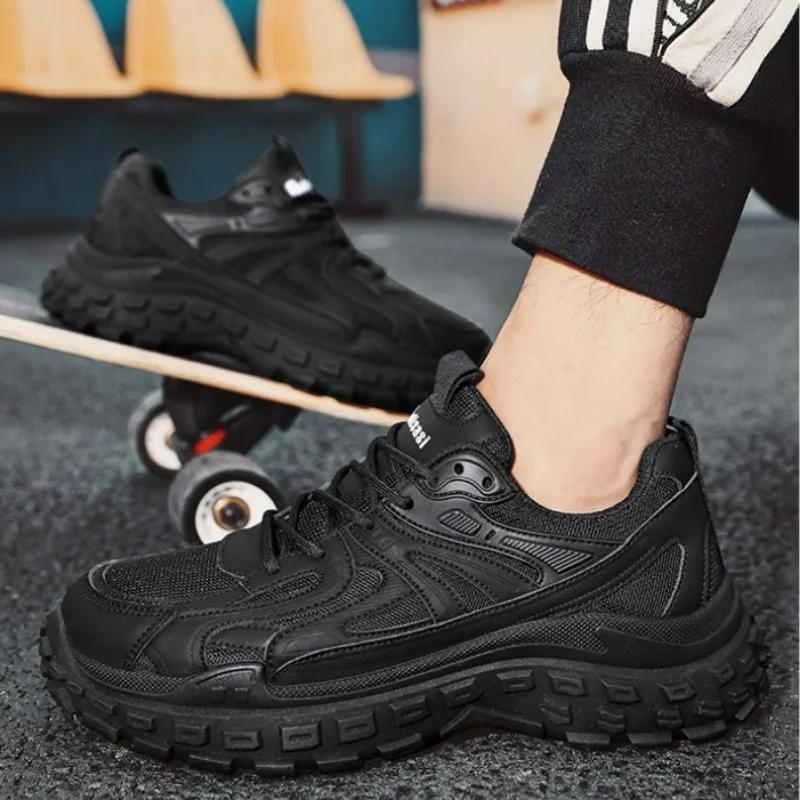 Модные мужские кроссовки сетчатые модные черные туфли на платформе дышащая повседневная спортивная обувь для мужчин уличные теннисные кроссовки Tenis Masculino