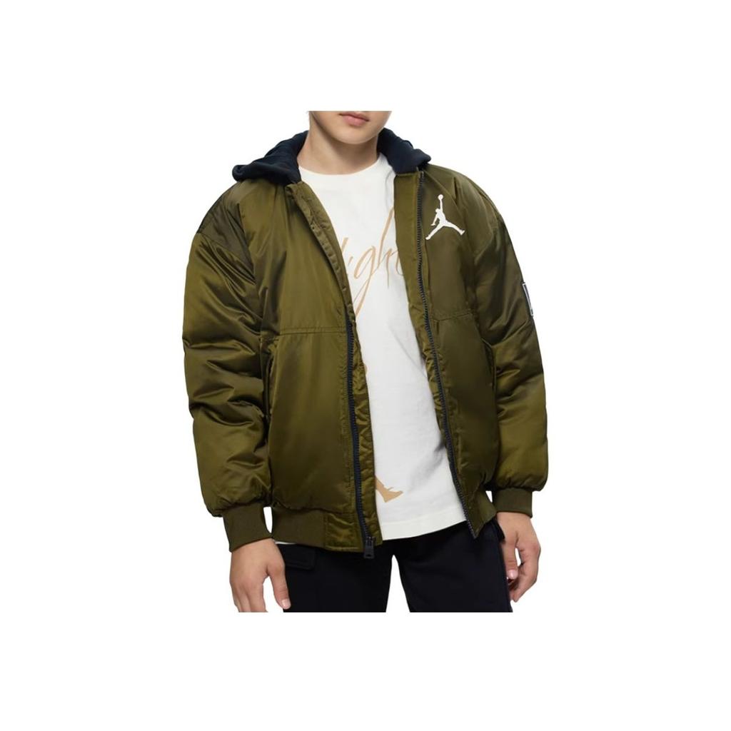 Jordan Модная хлопковая куртка с капюшоном и логотипом, с длинными рукавами, детские куртки Ivy-Green JD2342011GS-002