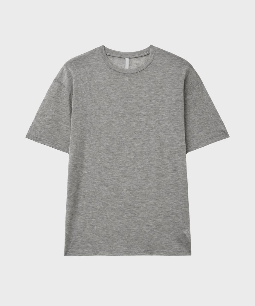 NOIRER FOR WOMAN Summer Wool Loose Fit T-Shirt (Melange Grey)