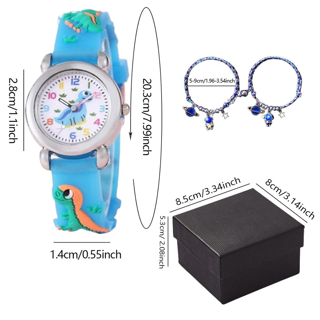 1 шт./2 шт. - Детские часы с ремешком с рисунком мультяшного динозавра, браслет для часов, подарочный набор, подходит для детских рождественских подарков