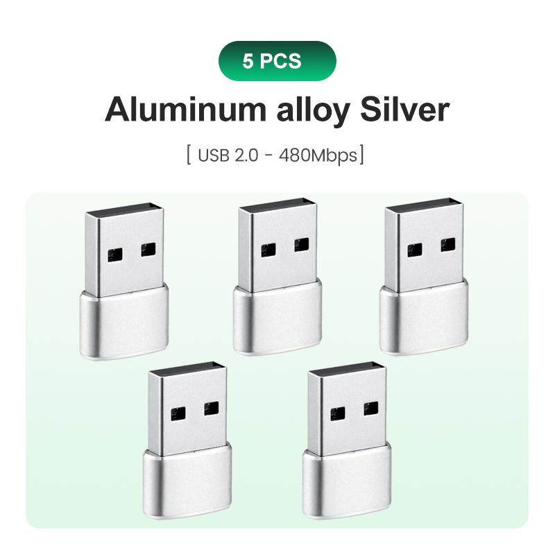 USB C Adapter Aluminum Alloy Shell USB 2.0 Male to USB 3.1 Type C Female Type-C Adapter for Laptop Samsung Xiaomi 10 Earphone