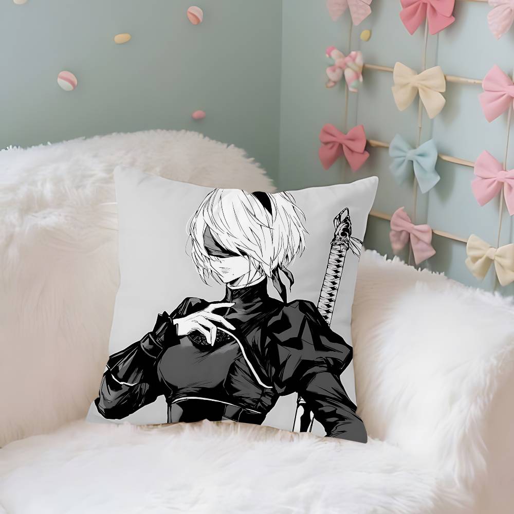 NieR Automata 2B Чехол Плюшевая Ткань Мягкая Наволочка Двусторонний Принт Чехол для Подушки Домашние Подарки