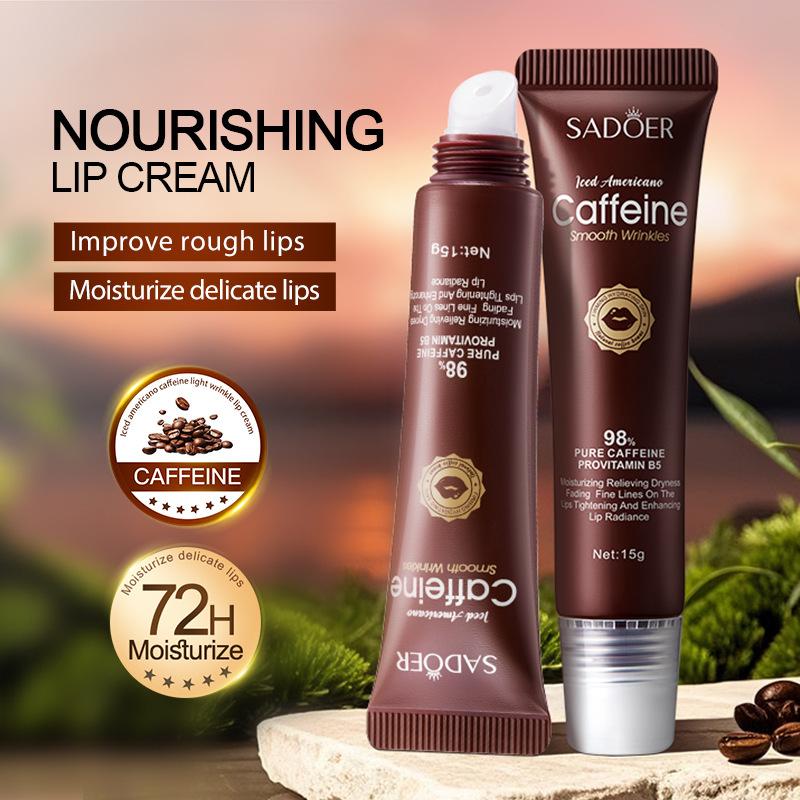 Кофеиновый крем для губ против морщин, увлажняет губы и уменьшает морщинки.