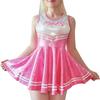 LittleForBig Унисекс Платье без рукавов [Металлик с блестками] Юбка чирлидера, Блестящий розовый, Размер 2XL