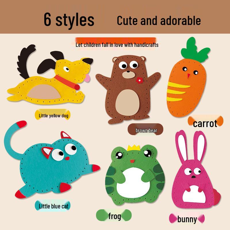 Cross-Border Children's DIY Animal Doll Ornament Kit: Non-woven Fabric Craft Pack for Creative Sewing Fun