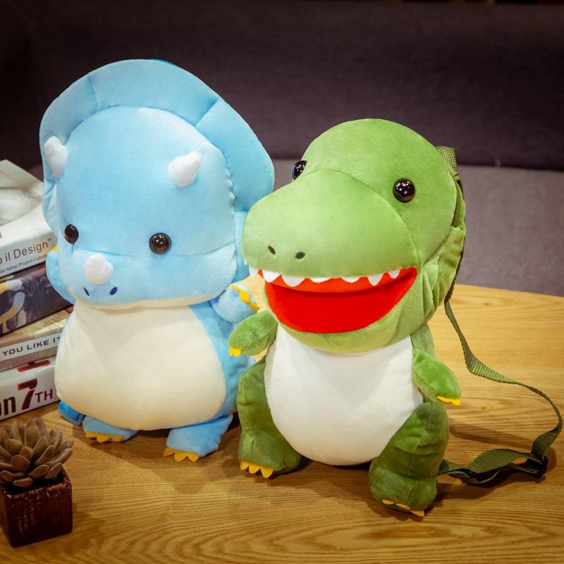 Updated Trendy Creative 3D Dinosaur Backpack Adorable Animal Cartoon Plush Backpack Dinosaurs Carryall for Children Kids Boy Gifts