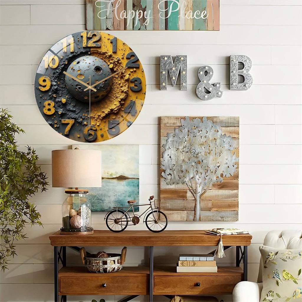 Clear Glass Wall Clock 30x30cm Custom Logo/Number Silent Quartz Movement Easy Read Modern Decor