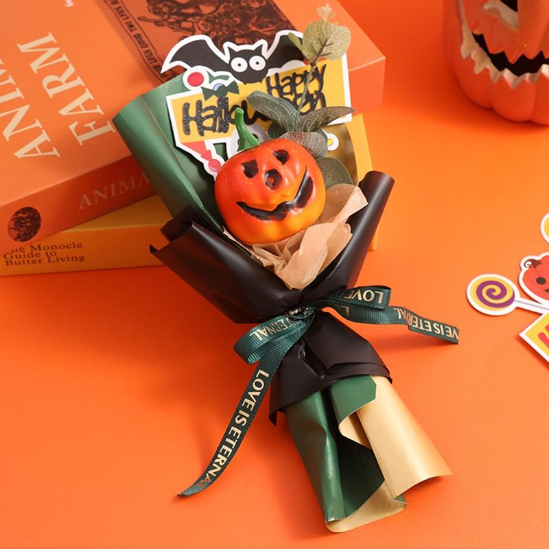 Pumpkin Flower Bouquet Halloween Decoration Simulated Bouquet Artificial Finished Bouquet Flower Funny Scary Gifts