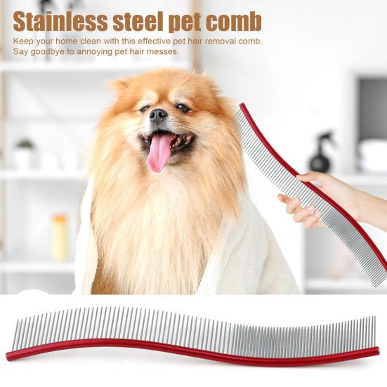 Расческа для вычесывания шерсти домашних животных, изогнутая расческа из нержавеющей стали для ухода за собаками, щетка для удаления шерсти домашних животных для длинношерстных собак и кошек