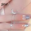 Anti-oxidation Necklace Lady Moon And Star Pendant Rhinestone Adjustable Alloy