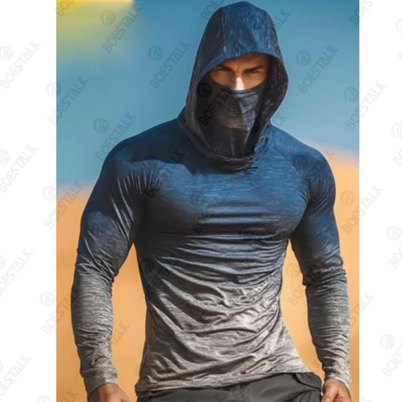 Mens Quick-Dry Camo Fishing Shirt With UPF Protection Dust Mask Outdoor Water Sports