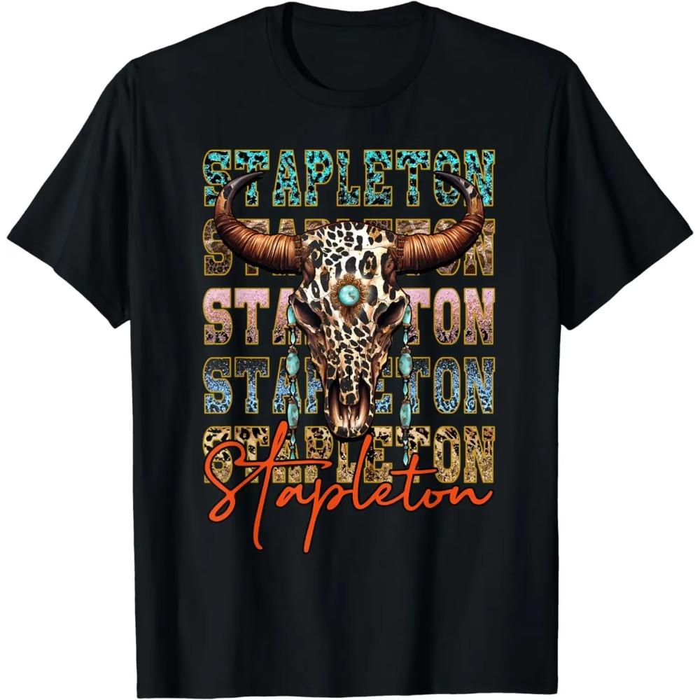 Винтажная футболка Stapleton Cow & Leopard с эффектом потертости, музыка кантри 80-х
