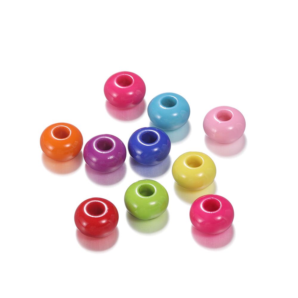 14мм Цветные акриловые DIY бусины - Проставка-абакус с большим отверстием для цепочек для телефона, аксессуаров для волос и ожерелий