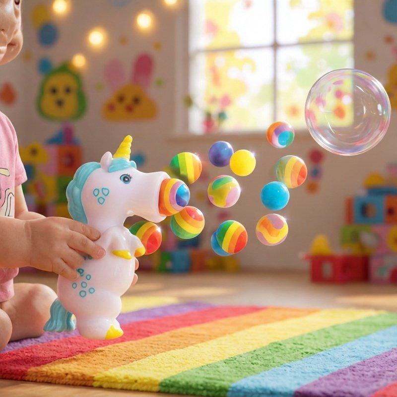 Colorful Cute Unicorn Squeeze Ball Shooter Foam Balls Kids Fun Fidget Toy Autism Sensory Stress Relief Portable Gadget Toy