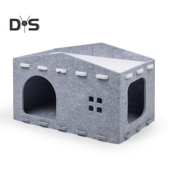 Кошачья кровать, большая пещера для кошек, гнездо, домик для домашних животных, войлочное игровое и оздоровительное пространство для кошек, домик для домашних животных, куб для укрытия 2 в 1, когтеточка для кошек, лежанка для домашних кошек
