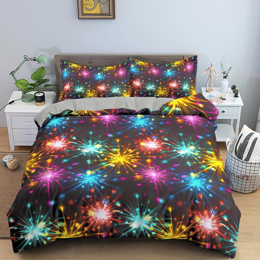 Геометрический комплект пододеяльника Красочный 3D дизайн Полиэстеровый чехол для одеяла Постельный комплект Королевский размер Квин Полуторный Двуспальный размер Для детей Подростков Мальчиков