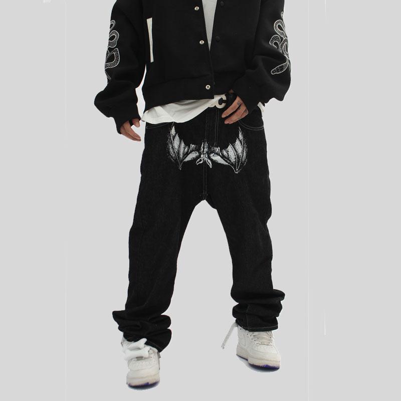 2024 Новые модные мужские джинсы с принтом, повседневные прямые брюки, модные облегающие брюки