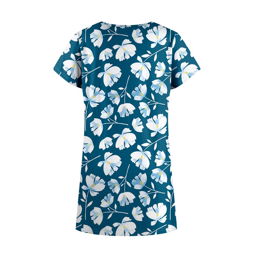 Женские летние повседневные платья с квадратным вырезом, плиссировкой спереди и карманом, с короткими рукавами и принтом