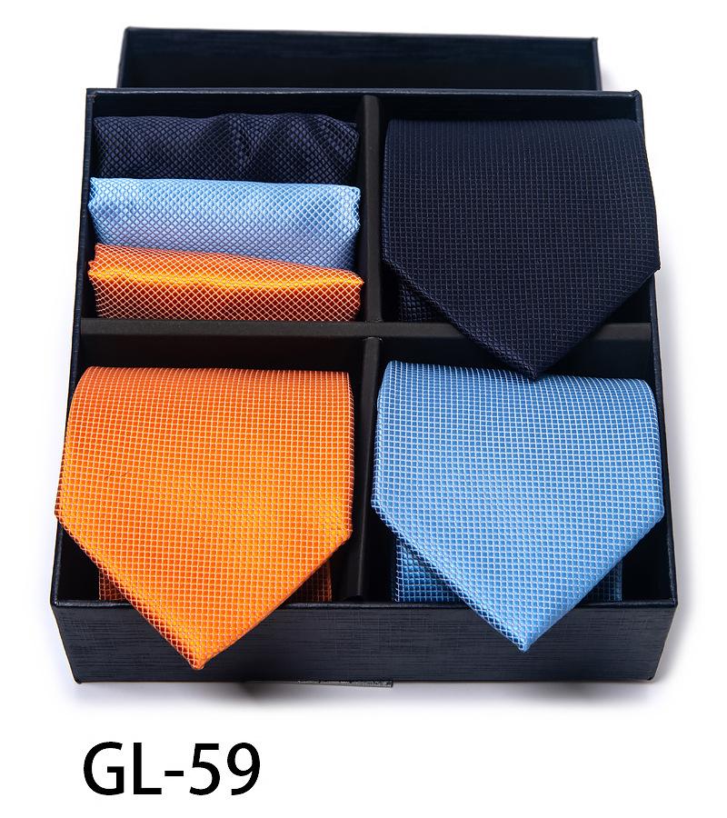Men'S Gift Box Set Tie Fashion Business Net Color Jacquard Tie Square Scarf