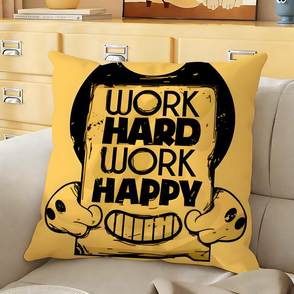Anime BBendy and Tthe InkMMachine Cushion Cover Soft Durable Reversible PillowCover Home MultiScene Daily Comfort Pillowcase