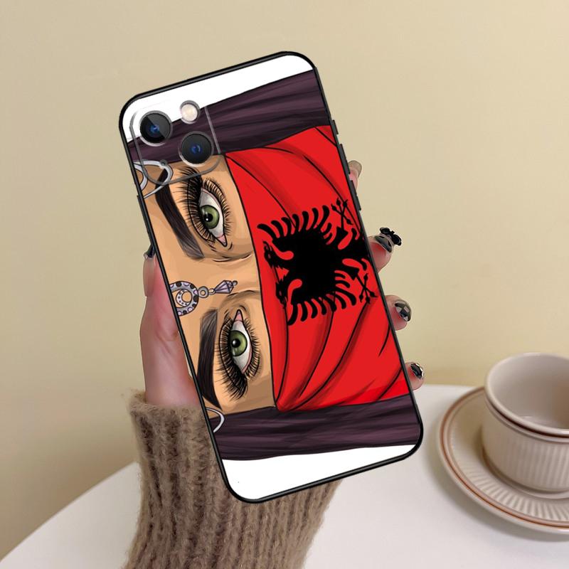 Чехол для телефона с флагом Албании для iPhone 16 Pro Max 14 13 12 11 15 17 Pro Max mini Plus 16e 17 Air Cover Funda