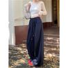 Lazy Style White Wide-leg Pants Loose Draped Casual Pants Women's Autumn High-waisted Straight-leg Pants Floor-length Pants