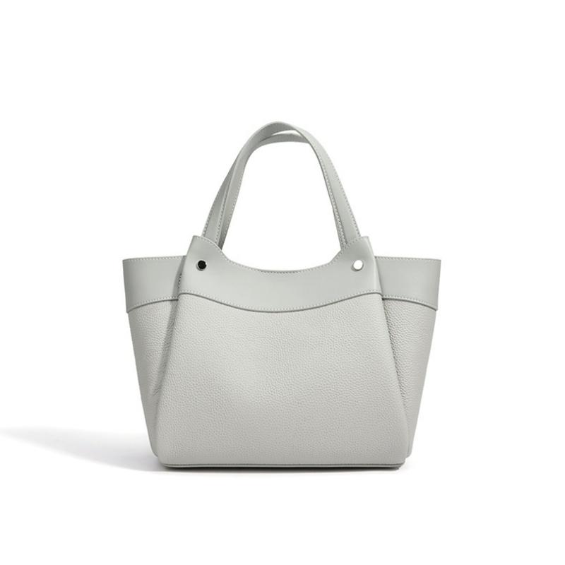 Soft Lichee Pattern Leather Handbags Ladies Versatile Retro Style Genuine Leather Tote Bag Large Capacity Shoulder Shopping Bags