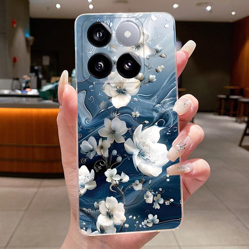 Для Xiaomi 14T / Xiaomi 14T Pro Чехол Прозрачный Роскошный Модный Бабочка Цветок Мягкий ТПУ Силиконовый Чехол-Крышка Прозрачный Чехол для Телефона