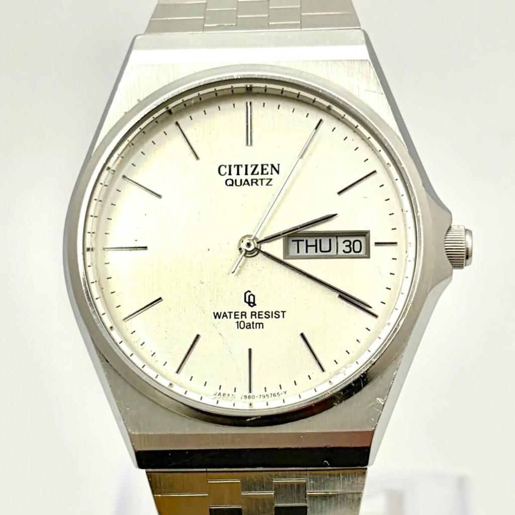 Б/у [Новая батарейка] Мужские часы CITIZEN День-Дата Серебристые 4-795709 90400482 Оригинальный ремешок