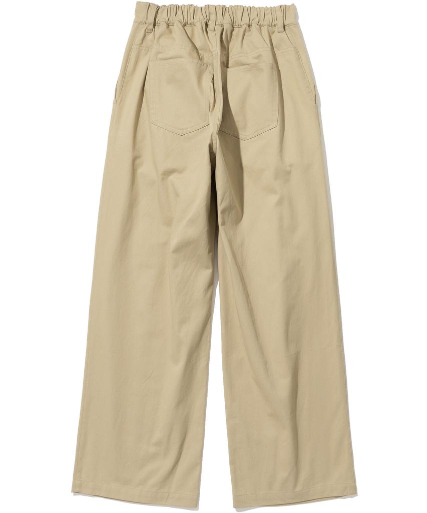 NOT4NERD Two Tuck Wide Cotton Pants - Beige