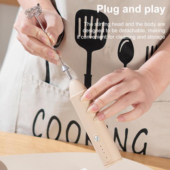 Электрический вспениватель молока из нержавеющей стали, ручной миксер для молока, перезаряжаемый венчик для кофе, взбиватель яиц, кухонный инструмент
