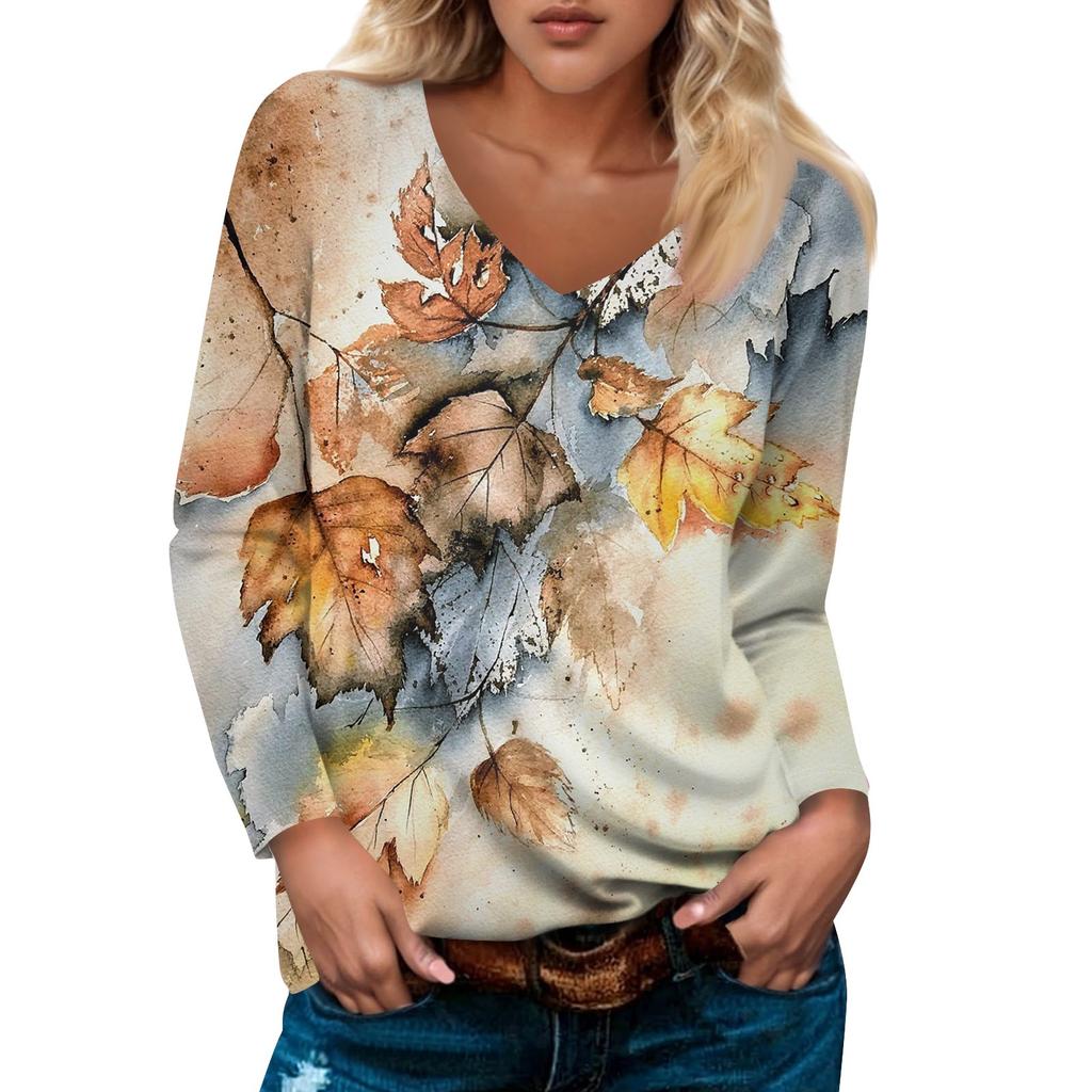 Женский модный повседневный пуловер с длинным рукавом и V-образным вырезом, рукавом реглан и принтом