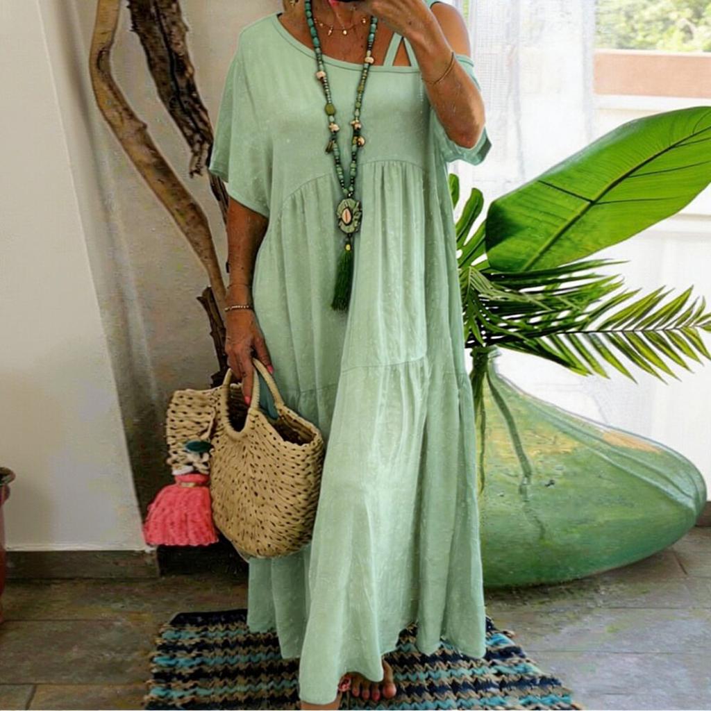 Women's Short-sleeved Long- Loose-fitting Casual Dress
