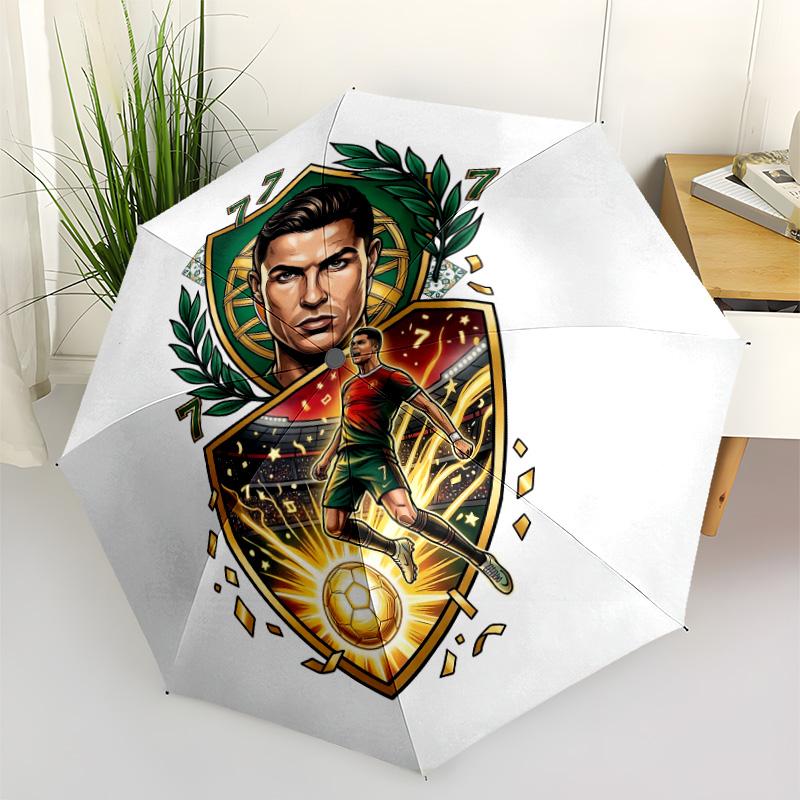 Ronaldo's Iconic Journey Outdoor Automatic Umbrella Retractable Design with 8-Rib Durability Lightweight All-Season Use Fashion Lovers