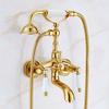 Tuqiu Gold Bathtub and Shower Faucet Set Wall Mounted Gold Bathtub Faucet, Bathroom Cold and Hot Bath and Shower Mixer Tap